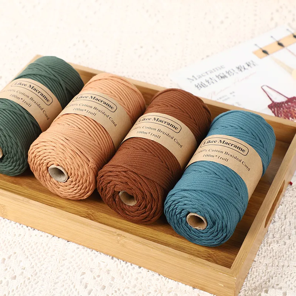 Corde macramé tressée 3mm 100m couleur sable