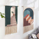 Tenture Murale Macramé Bohème - Guirlande à Franges 100 Cm X 14 Cm - Tissée à La Main - Décoration Salon, Chambre, Balcon - 9