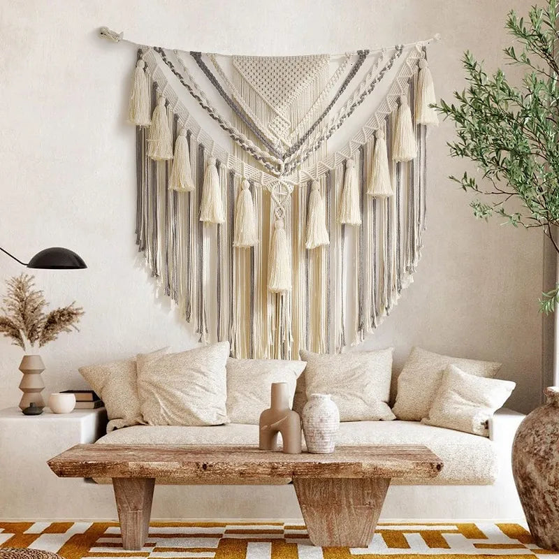 Décoration murale macramé et bois flotté style boho Décoration murale macramé et bois flotté style boho