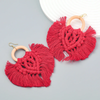 Boucle d'oreille bois macramé