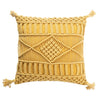 Coussin macramé jaune