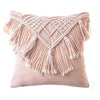 Coussin macramé rose