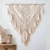 Grand macramé mural beige