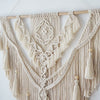 Grand macramé mural beige