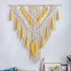 Grand macramé mural jaune et beige