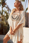 Robe macramé beige