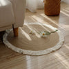 Tapis rond macramé rotin